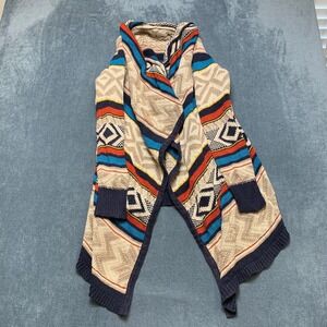 Old Navy Cardigan Sweater Womens Medium Multicolor Tribal Aztec Print Open Front